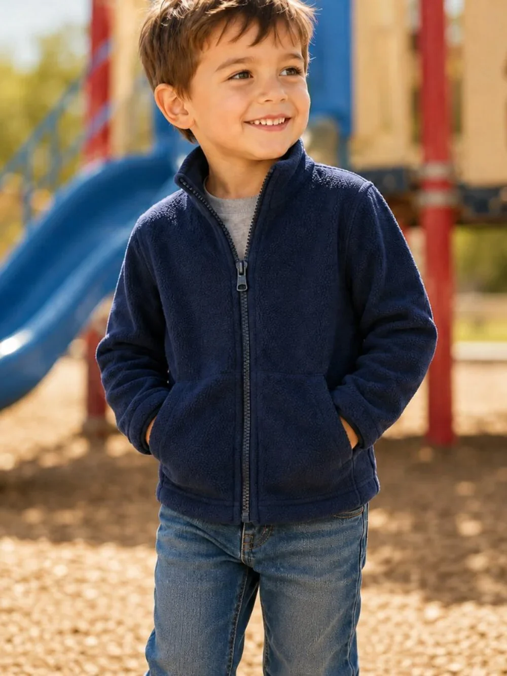 The Children's Place Kids Full Zip Fleece Jacket – Navy – Size 4 (XS)